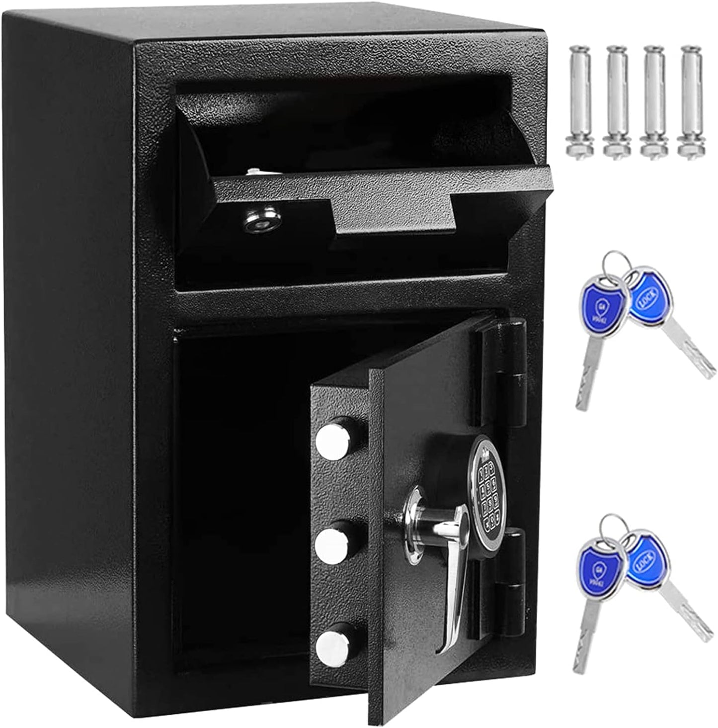 Greenvelly Depository Safe with Drop Slot, 80lbs Heavy-duty Fireproof Safe Box for Home, Drop Safe with Electronic Lock, Metal Depository Safe Box for Money Cash Safe for Office Hotel 2 Keys